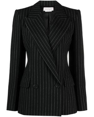 McQueen Striped Double-Breasted Blazer - Black