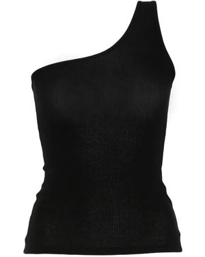Baserange One-Shoulder Ribbed Top - Black