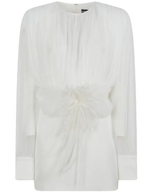 David Koma Cactus Dahlia Feather-Embellished Ruched Mini Dress - White