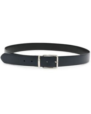 Canali Logo-Engraved Buckle Belt - White