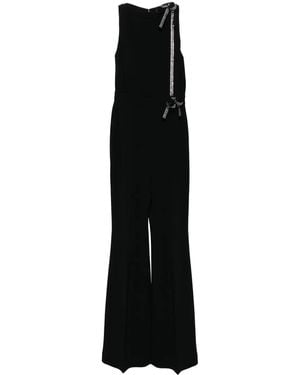 Elie Saab Combinaison À Nœud Orné De Cristaux - Noir