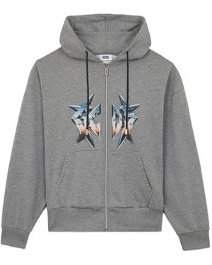 Gcds Studded Zip-Up Hoodie - Gray