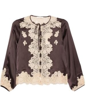Doen Haut Lucine Bordé De Dentelle - Brown