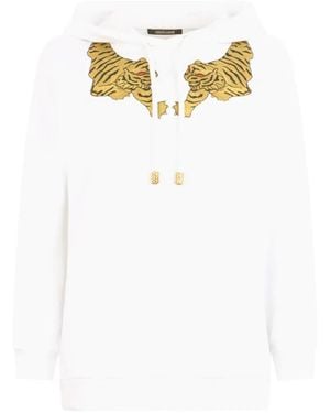 Roberto Cavalli Tiger-Patch Hoodie - White