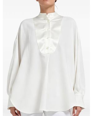 Brunello Cucinelli Bib-Panel Band-Collar Shirt - White