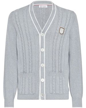 Brunello Cucinelli ケーブルニット カーディガン - ブルー