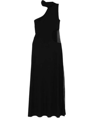 Imperial One-Shoulder Mesh-Insert Dress - Black