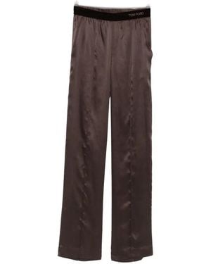 Tom Ford Logo-Waistband Pants - Brown