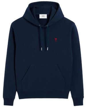 Ami Paris Sudadera bordada con capucha - Azul
