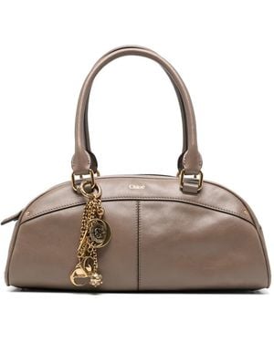 Chloé Bowling Leather Tote Bag - Natural