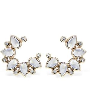 Anzie 14K Moonstone Diamond Hoop Earrings - White