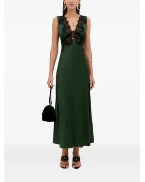 RIXO London Lysandra Lace-Trim V-Neck Midi Dress - Green