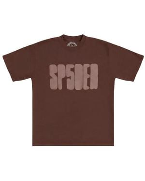 Sp5der Focused Logo-Print T-Shirt - Brown