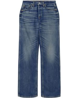 RE/DONE Whiskered High-Rise Straight Jeans - Blue