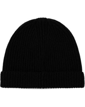 Versace Embroidered Cashmere Ribbed Knit Beanie - Black
