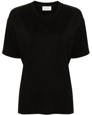 Ma'ry'ya Crew-Neck Linen T-Shirt - Black