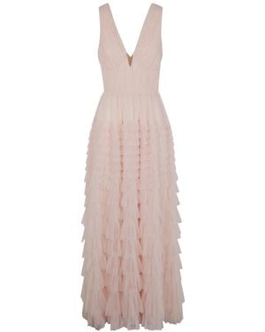 Twinset Maxi Ruffled Pleated Dress - Pink