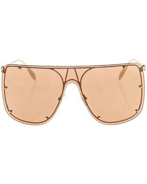 McQueen Shield Rahmenlose Sonnenbrille Mit Geometrischem Gestell - Natur