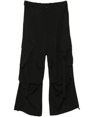 Isabel Benenato Pantalones Anchos Estilo Cargo - Negro