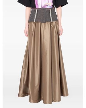 Kolor Corset-Detail Maxi Skirt - Brown