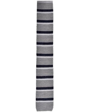 Brunello Cucinelli Striped Knitted Tie - White
