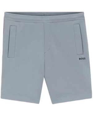 BOSS Logo-Embroidered Track Shorts - Grey