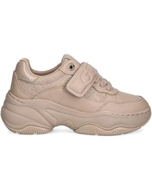 Guess Helinn Embossed Strap Sneakers - Brown