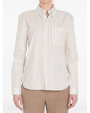 Saint Laurent Striped Cotton Poplin Shirt - White