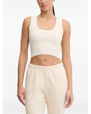 Guess Ribbed-Knit Crop Top - White