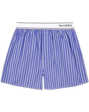 Sporty & Rich Logo-Waistband Shorts - Blue