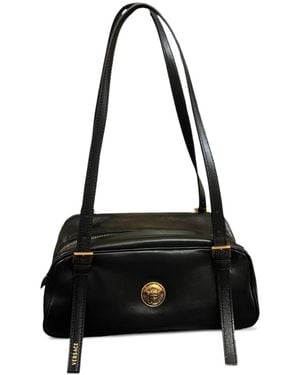 Versace Medusa-Plaque Leather Shoulder Bag - Black