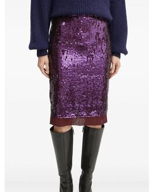 Pinko Sequin-Embellished Midi Skirt - Purple