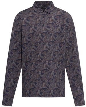 Etro Paisley-Print Long-Sleeve Shirt - Blue