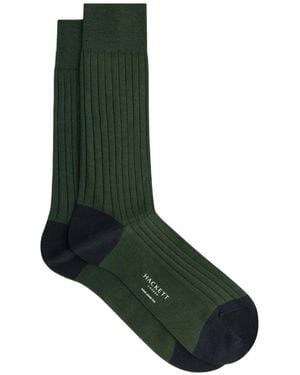 Hackett Ribbed-Knit Socks - Green