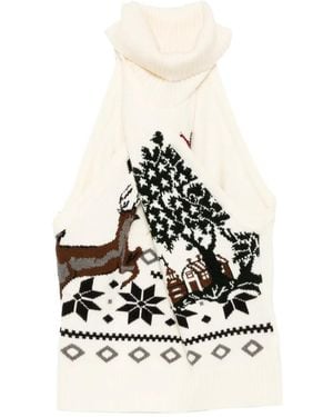 Monse Fair-Isle Halter Top - White