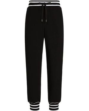 Dolce & Gabbana Logo-Embroidered Side-Striped Track Pants - Black