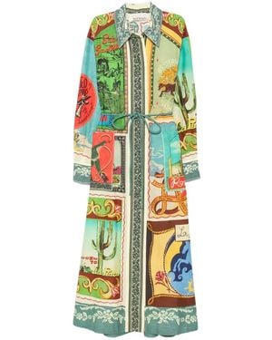 ALÉMAIS Ace Graphic-Print Belted Maxi Dress - White