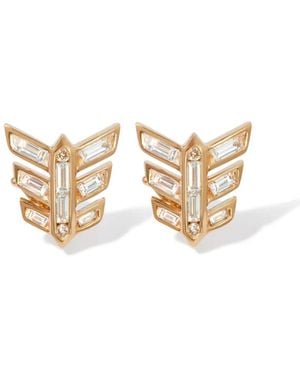 Annoushka Orecchini A Bottone Deco Featherin Giallo 18Kt Con Diamanti - Metallizzato