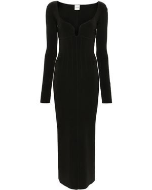 Nanushka Seam-Detail Ribbed Midi Dress - Black