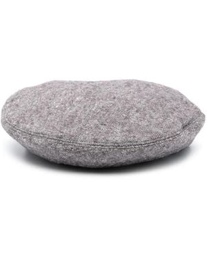 Emporio Armani Logo-Tape Knitted Beret - Grey