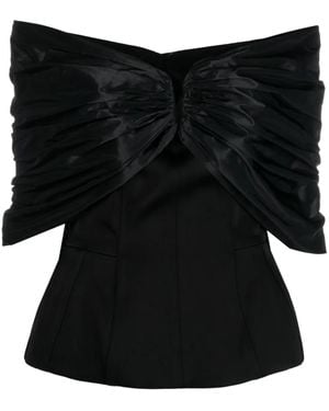 V:PM ATELIER Bela Off-Shoulder Gathered Top - Black