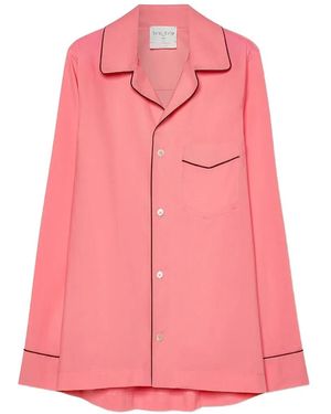 forte_forte Piping-Detail Long-Sleeve Shirt - Pink