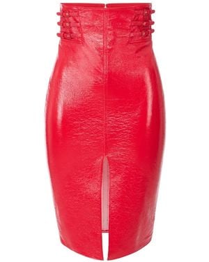 Elisabetta Franchi Shiny Skirt With Straps - Red