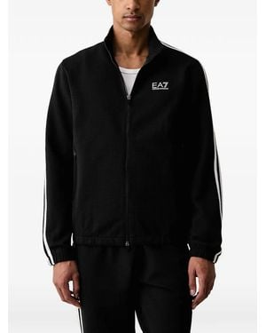 EA7 Logo-Print Zip-Up Tracksuit - Black