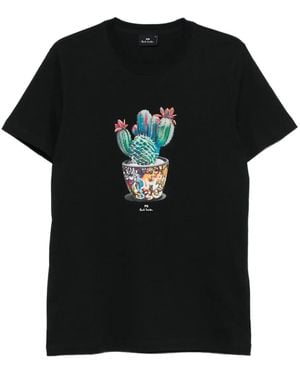 Paul Smith Cactus-Print T-Shirt - Black