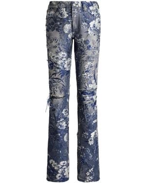 Ralph Lauren 160 Distressed Floral-Jacquard Jeans - Blue