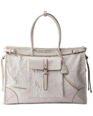 Prada Bonnie Tote Bag Aus Leinen Und Leder - Natur