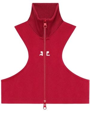 Courreges Cropped Gilet - Red