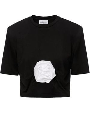 Ana Radu Rose-Embellished Cropped Top - Black