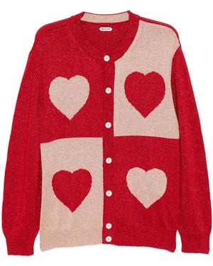 Bode Lame-Hearts Cardigan - Red